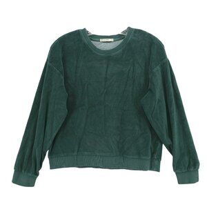 MARINE LAYER Moonlight Velour Crew Neck Sweatshirt Green Women's MEDIUM